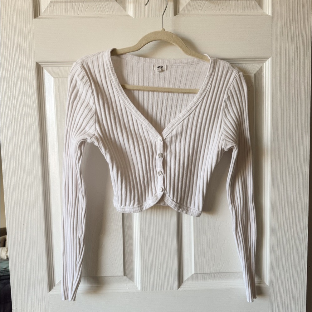 Aerie Cropped Ribbed Cardigan